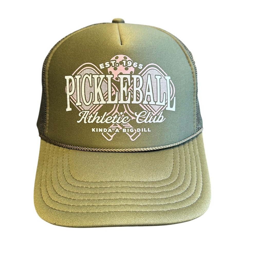 Pickleball Athletic Club Southern Fried Design‎ Barn Trucker Hat Snapback Green